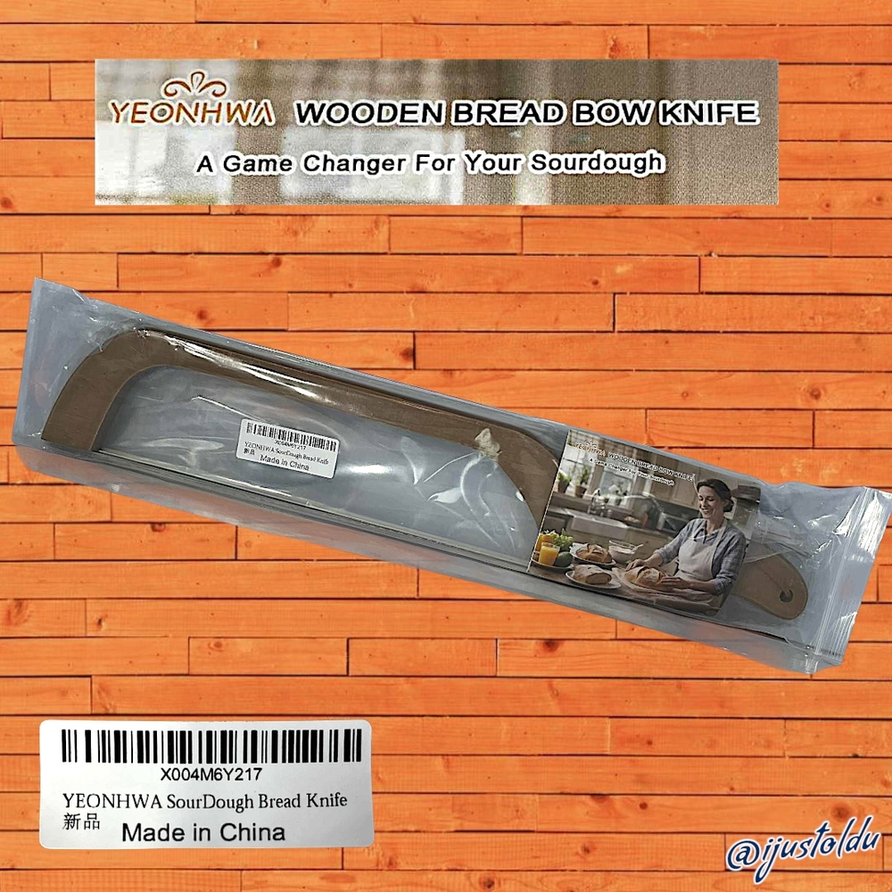 Yeonhwa Wooden Bread Bow Knife | 15.7" Reversible Blade | Ergonomic Handle Grip